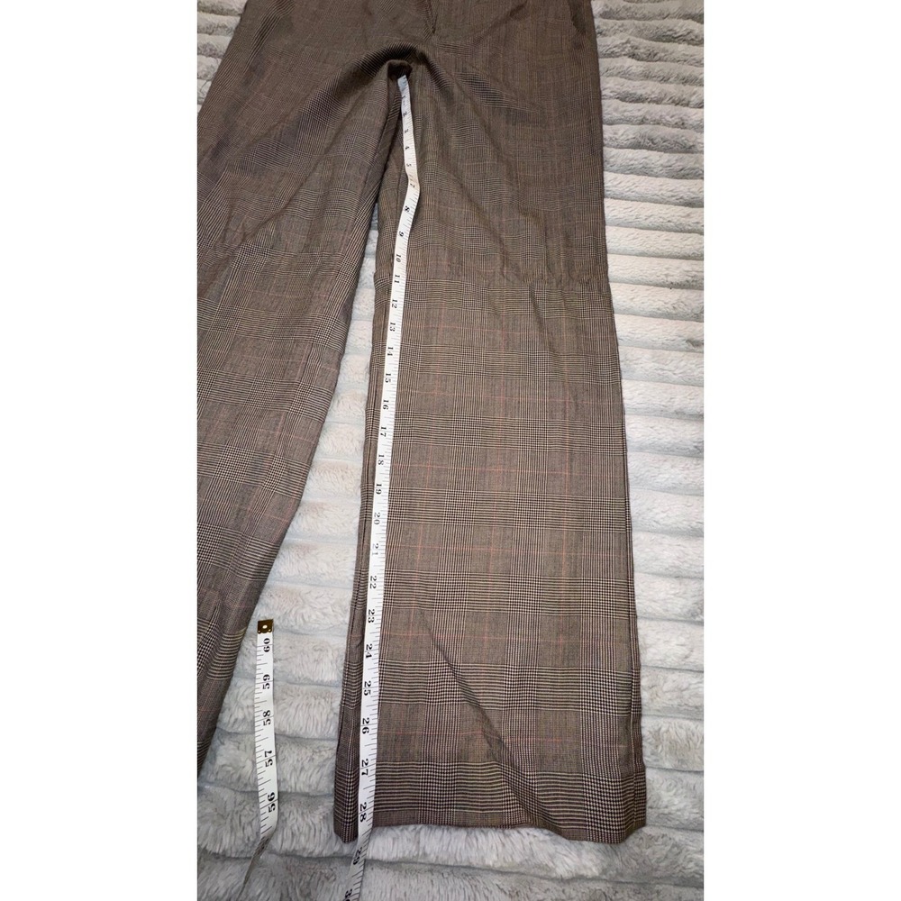 Ralph Lauren LRL Women's 4 Houndstooth Wide Leg Pants‎ Brown Red Wool Equestrian - Picture 4 of 13